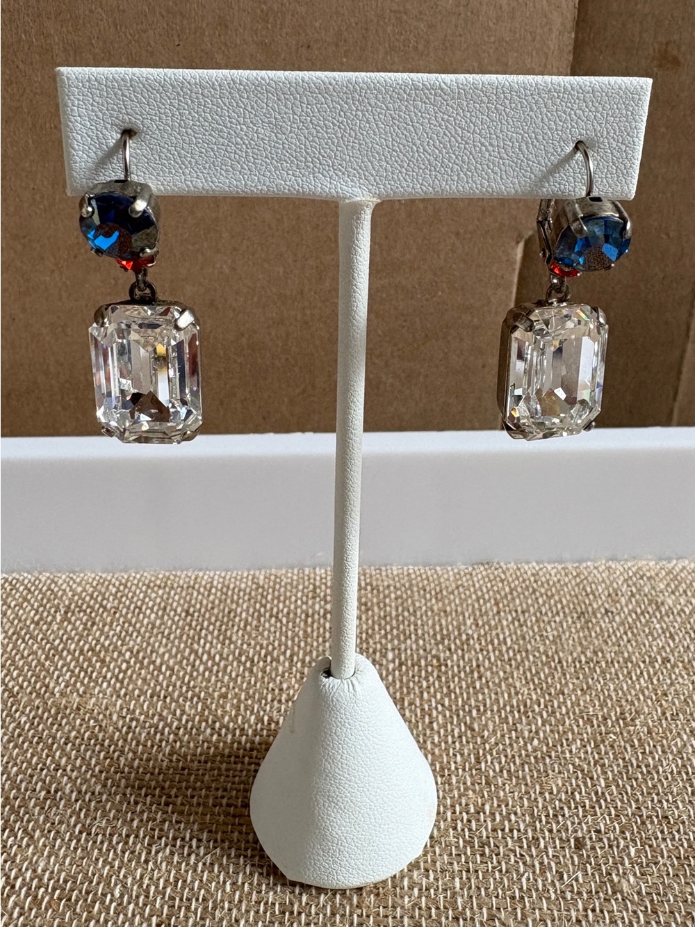 Sorrelli Crystal Drop Dangle Earrings - Clear, Orange and Royal Blue